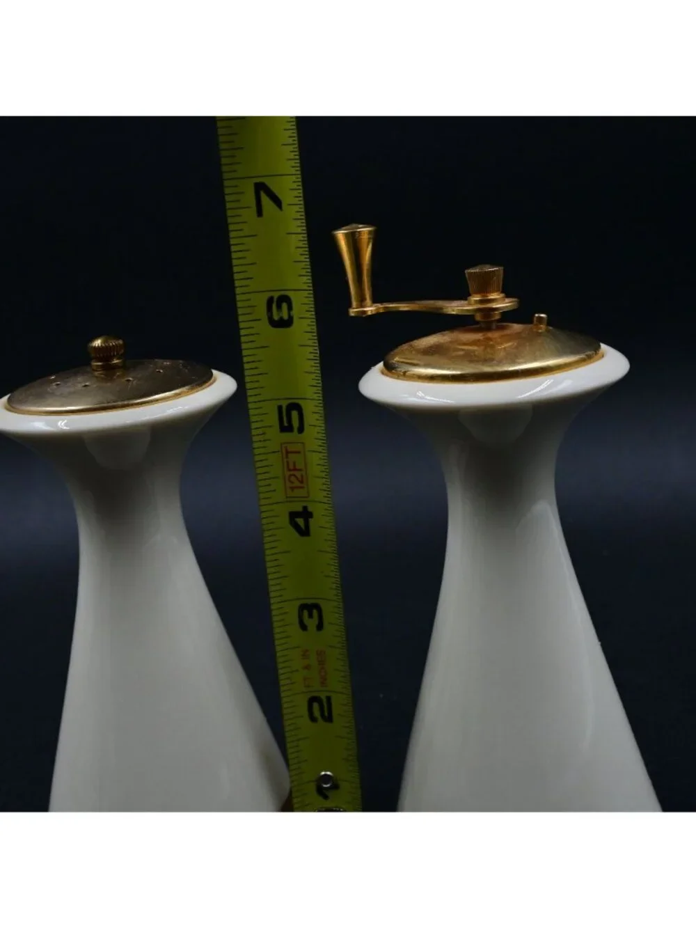 Lenox White Gold Rimmed Salt And Pepper Mill Grinder